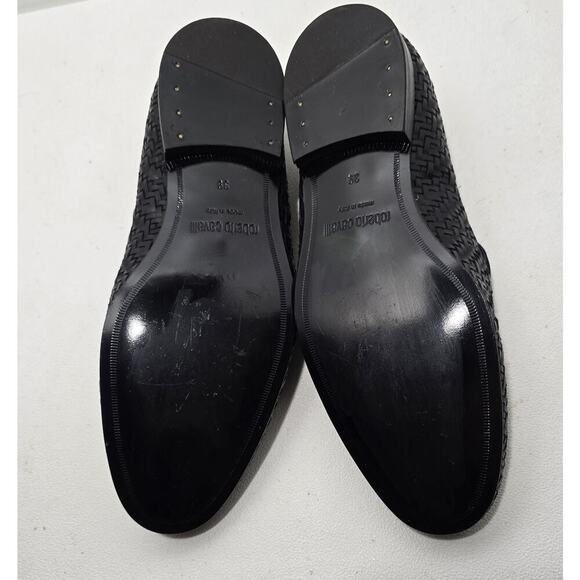 Roberto Cavalli Men\'s Night Woven Leather Loafers Black Size 39 EU/ 6 US. main image 6